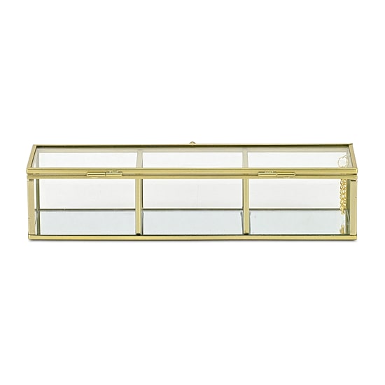 Cheungs Mirrored Glass Box With Three Compartments Jewelry Organizer