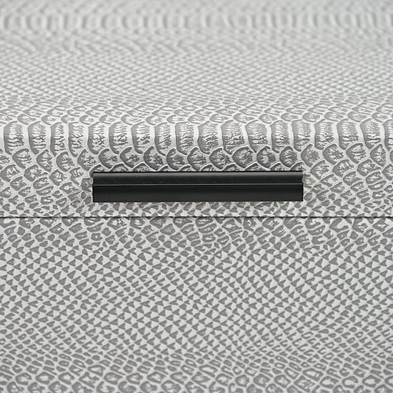 Cheungs Gray Snakeskin Themed Vinyl Box Set With Black Handles Jewelry Organizer