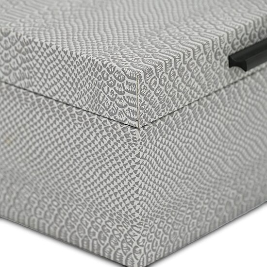 Cheungs Gray Snakeskin Themed Vinyl Box Set With Black Handles Jewelry Organizer