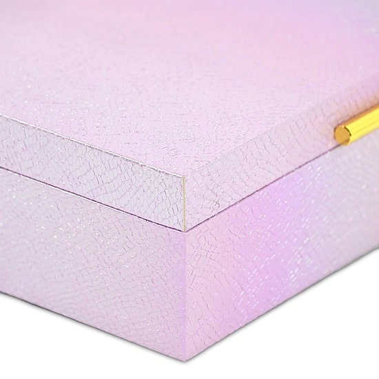 Cheungs Pink Seascale Pattern Iridescent Box Set With Gold Hardware Jewelry Organizer