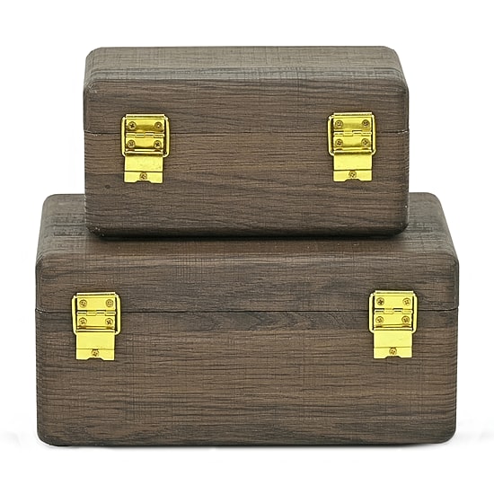 Cheungs Boxes With Gold Handles Espresso Jewelry Organizer