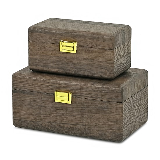 Cheungs Boxes With Gold Handles Espresso Jewelry Organizer