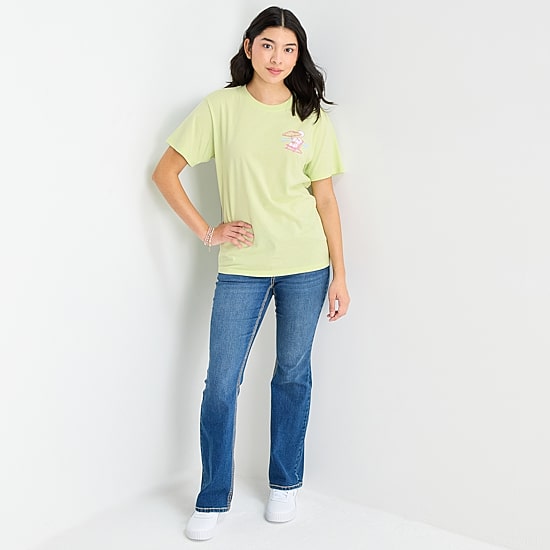 Grayson Threads, The Label  Womens Juniors Crew Neck Short Sleeve Snoopy Graphic T-Shirt