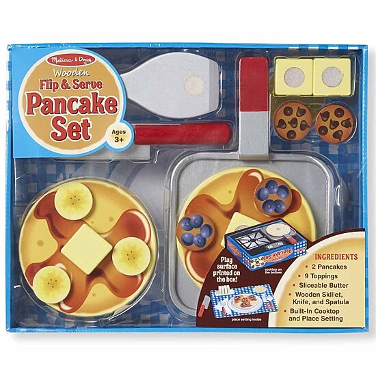 Melissa & Doug Wooden Flip & Serve Pancake Set Play Kitchen