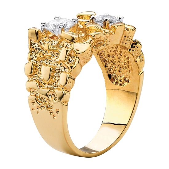 Mens 1 1/10 CT. T.W.  Cubic Zirconia 14K Gold Over Brass Round Fashion Ring