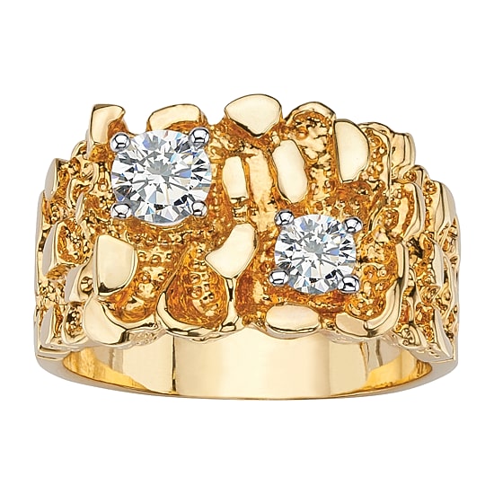 Mens 1 1/10 CT. T.W.  Cubic Zirconia 14K Gold Over Brass Round Fashion Ring