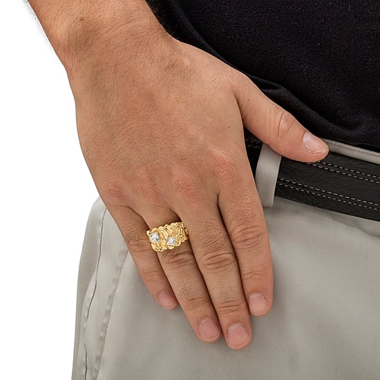 Mens 1 1/10 CT. T.W.  Cubic Zirconia 14K Gold Over Brass Round Fashion Ring