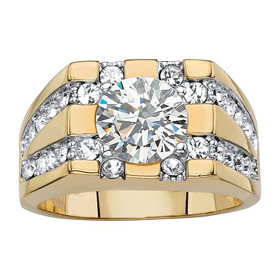 Mens 2 CT. T.W. Cubic Zirconia 14K Gold Over Brass Round Fashion Ring