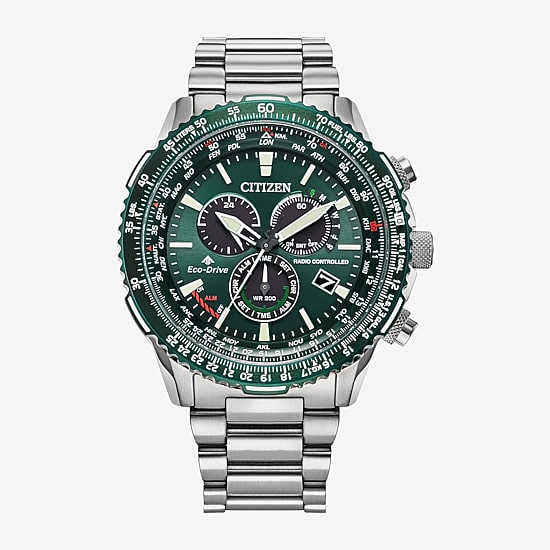 Citizen Promaster Air Mens Atomic Time Silver Tone Stainless Steel Bracelet Watch Cb5004-59w