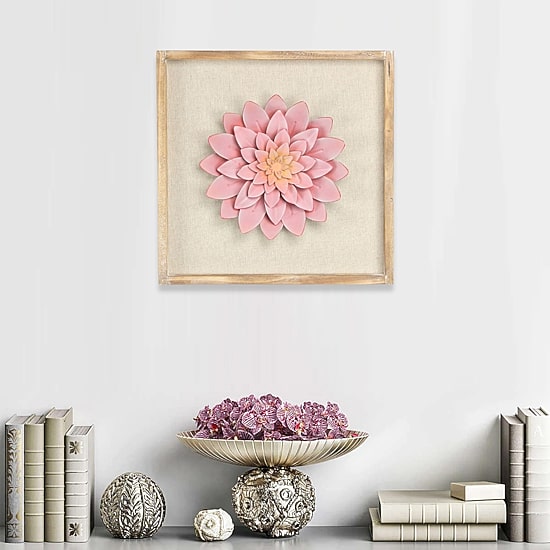 Cheungs Framed Pink Flower Wood Wall Art