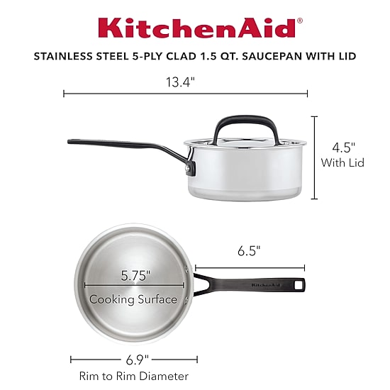 KitchenAid 5-Ply Clad Stainless Steel 1.5-qt. Sauce Pan with Lid