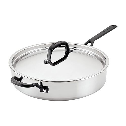 KitchenAid 5-Ply Clad Stainless Steel 5 Quart Induction Saute Pan with Lid - Polished Stainless Steel