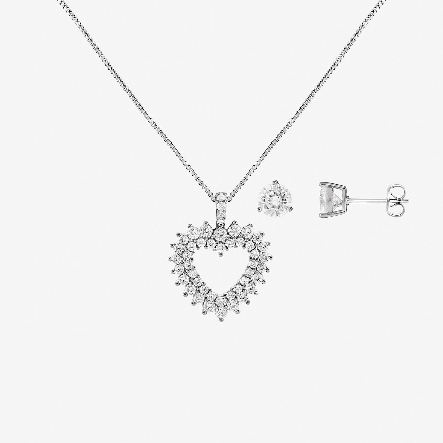 Sparkle Allure Womens Cubic Zirconia Pure Silver Over Brass Heart 2-pc. Jewelry Set