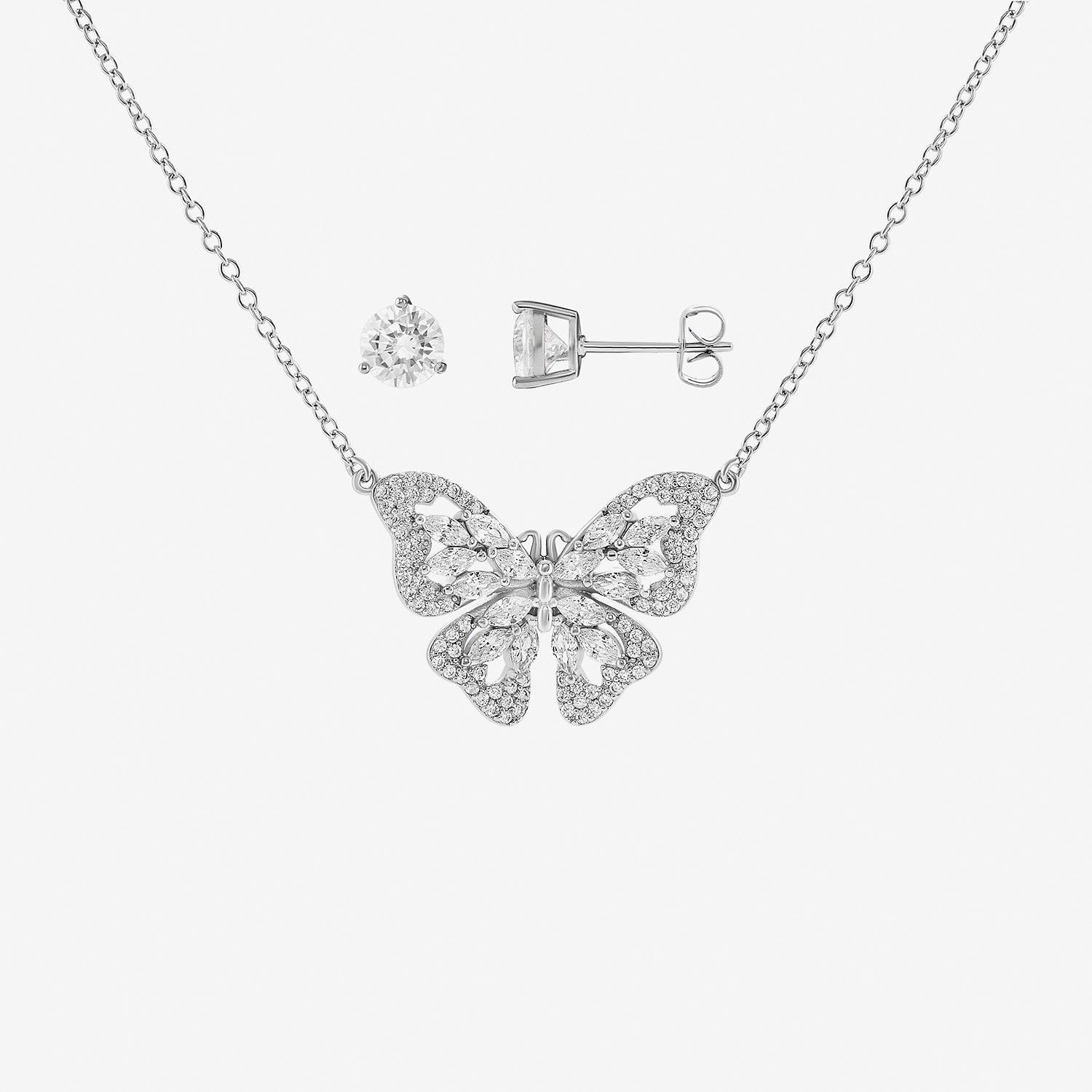 Sparkle Allure Womens Cubic Zirconia Pure Silver Over Brass Butterfly 2-pc. Jewelry Set