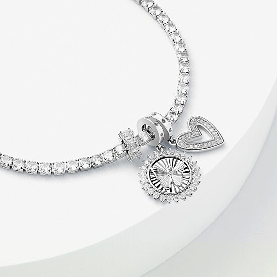 Sparkle Allure Womens White Cubic Zirconia Pure Silver Over Brass Butterfly Charm Bracelet
