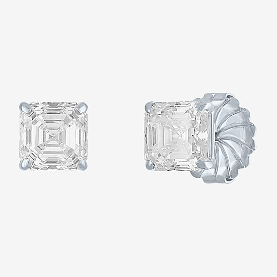 (E-F/Si1-Si2) 4 CT. T.W. Lab-Grown Diamond 14K Gold 7mm Asscher Stud Earrings
