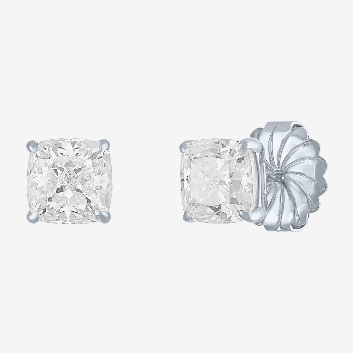 ( E-F/Si1-Si2 ) 4 CT. T.W. Lab-Grown White Diamond 14K Gold 7mm Cushion Stud Earrings