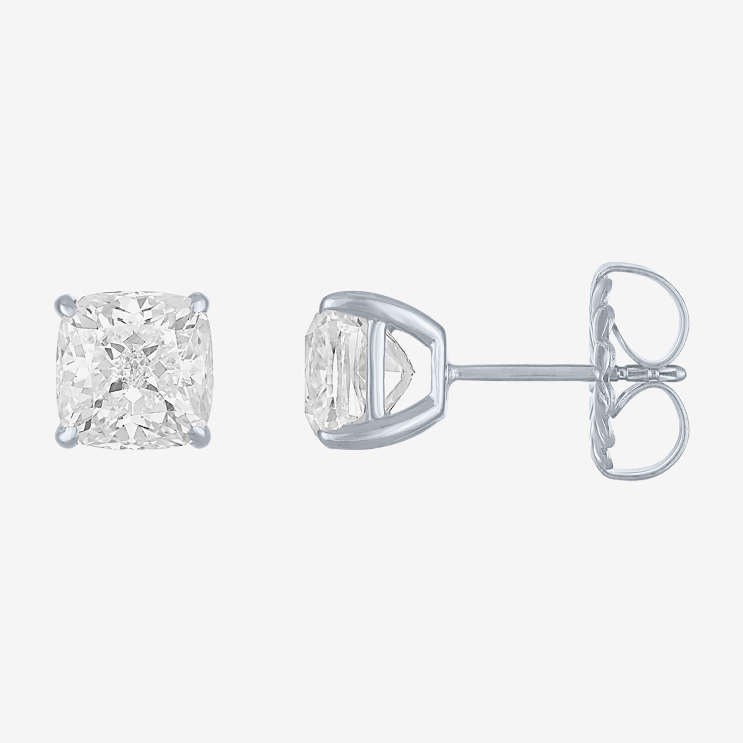 ( E-F/Si1-Si2 ) 4 CT. T.W. Lab-Grown White Diamond 14K Gold 7mm Cushion Stud Earrings