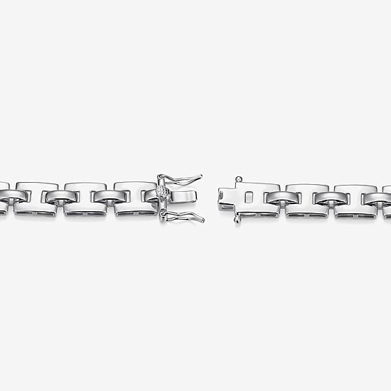 Mens Sterling Silver 8 1/2 Inch Solid Link Round Id Bracelet