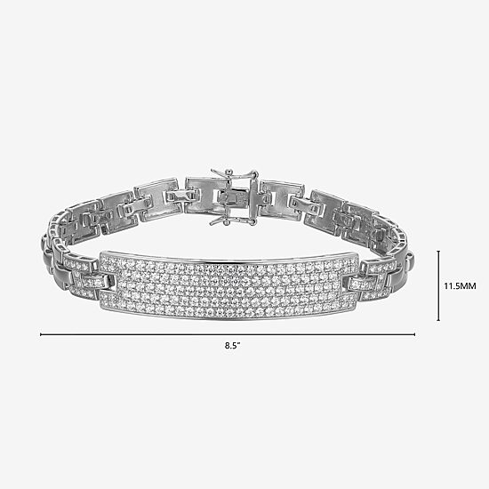 Mens Sterling Silver 8 1/2 Inch Solid Link Round Id Bracelet