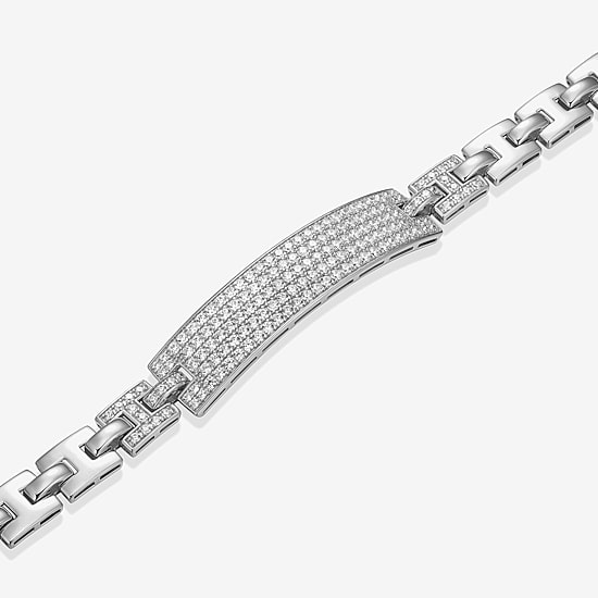 Mens Sterling Silver 8 1/2 Inch Solid Link Round Id Bracelet