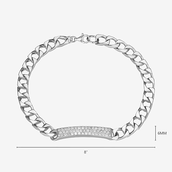 Mens Sterling Silver 8 Inch Solid Link Round Id Bracelet