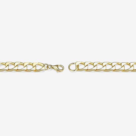 Mens 18K Gold Over Silver Sterling Silver 8 Inch Solid Link Round Id Bracelet