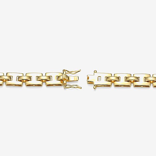 Mens 18K Gold Over Silver 8 1/2 Inch Solid Link Id Bracelet