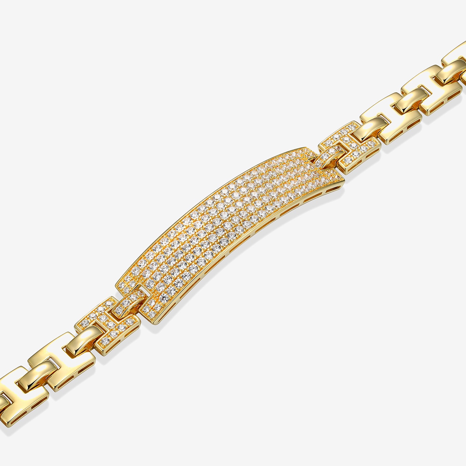 Mens 18K Gold Over Silver 8 1/2 Inch Solid Link Id Bracelet