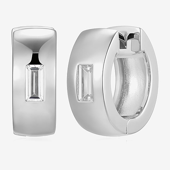 Mens 5/8 CT. T.W. Cubic Zirconia Sterling Silver 15.1mm Hoop Earrings