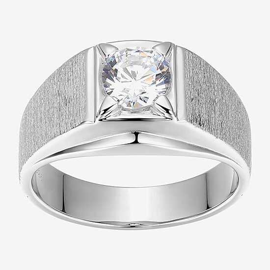 Mens 1 3/4 CT. T.W. Cubic Zirconia Sterling Silver Round Solitaire Fashion Ring