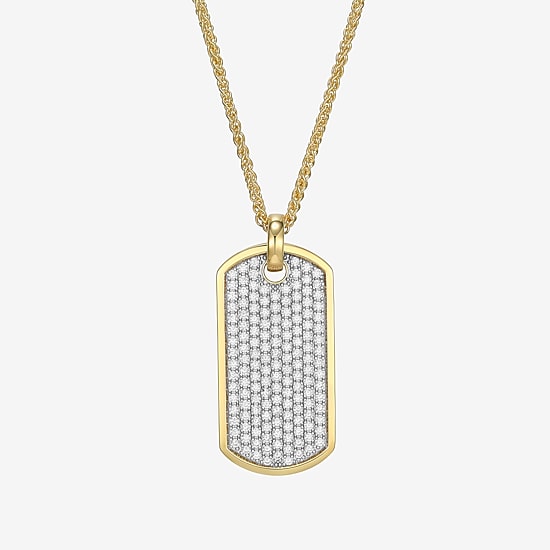 Mens 3 3/4 CT. T.W. Cubic Zirconia 18K Gold Over Silver Round 22 Inch Pendant Necklace