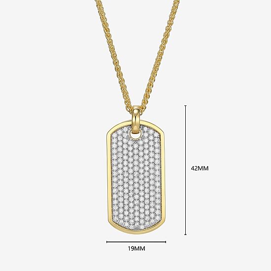 Mens 3 3/4 CT. T.W. Cubic Zirconia 18K Gold Over Silver Round 22 Inch Pendant Necklace