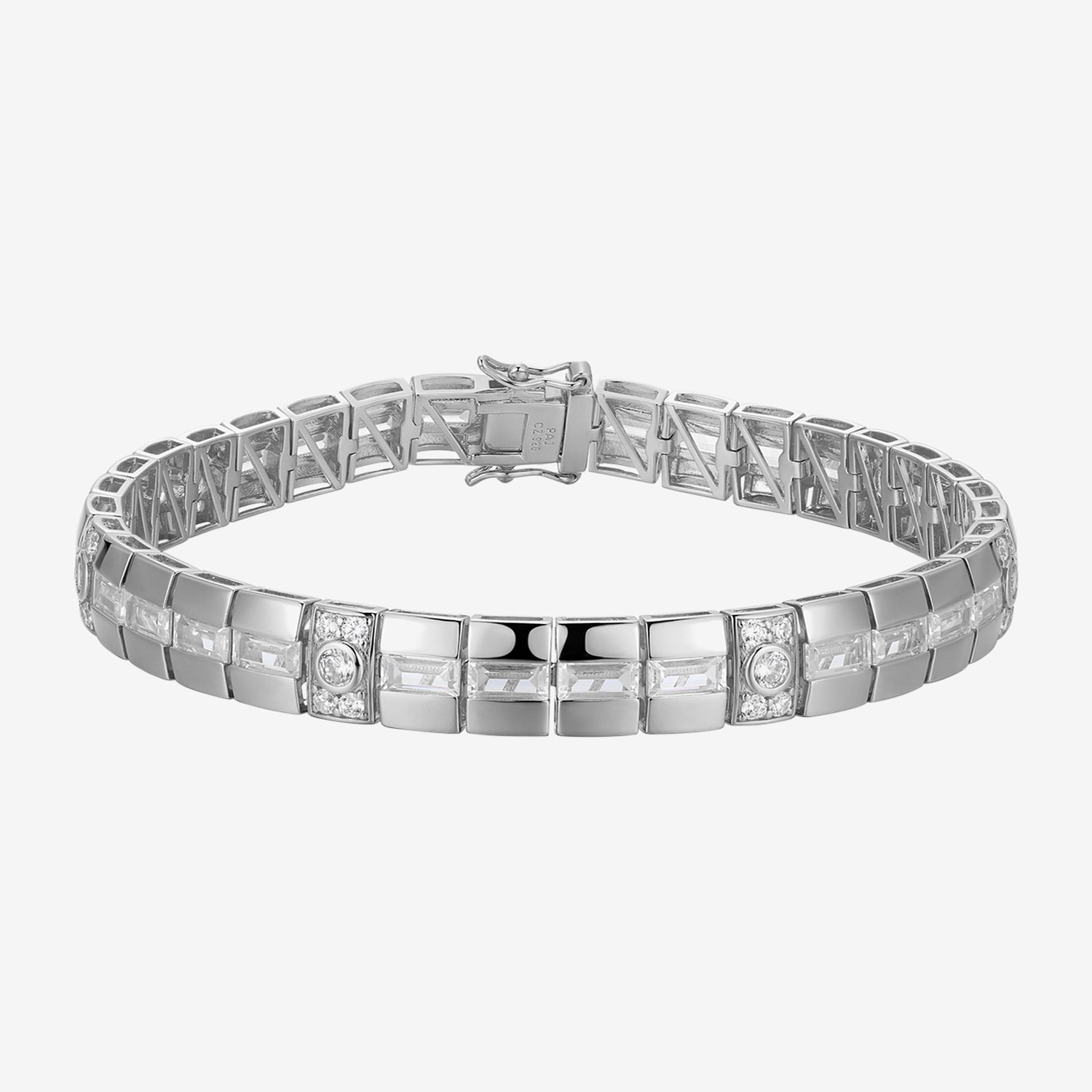 Mens Sterling Silver Solid Round 8 1/2 Inch Link Bracelet