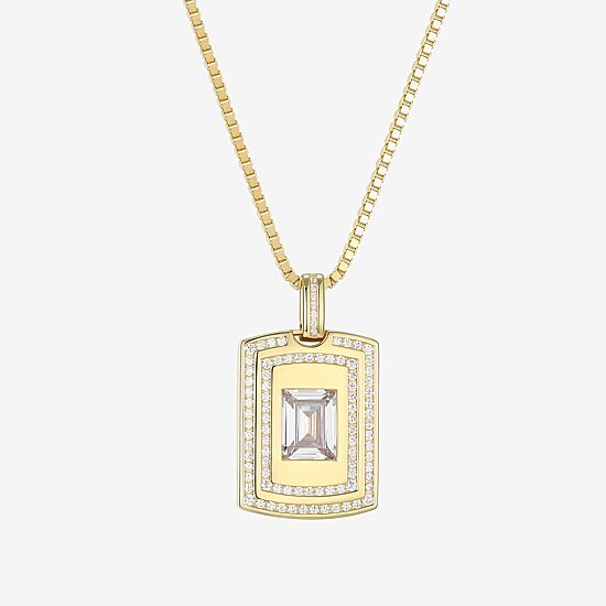 Mens 4 3/4 CT. T.W. Cubic Zirconia 18K Gold Over Silver Round 24 Inch Pendant Necklace