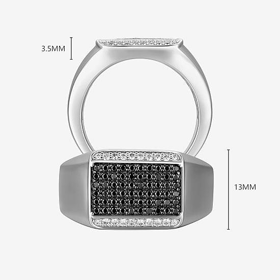 Mens 1 1/5 CT. T.W. Simulated Cubic Zirconia Sterling Silver Round Fashion Ring