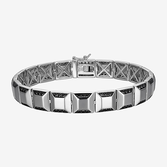 Mens Sterling Silver Solid Round 8 1/2 Inch Link Bracelet