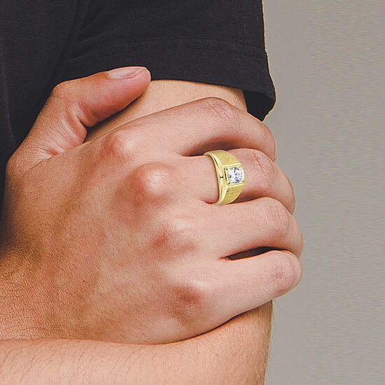 Mens 1 3/4 CT. T.W. Cubic Zirconia 18K Gold Over Silver Round Solitaire Fashion Ring
