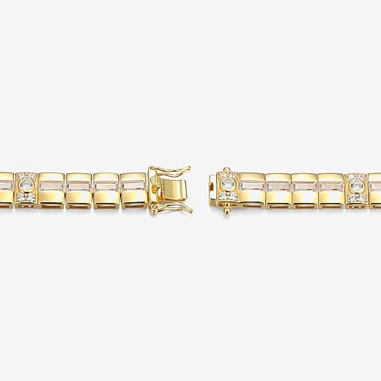 Mens 18K Gold Over Silver Solid Round 8 1/2 Inch Link Bracelet
