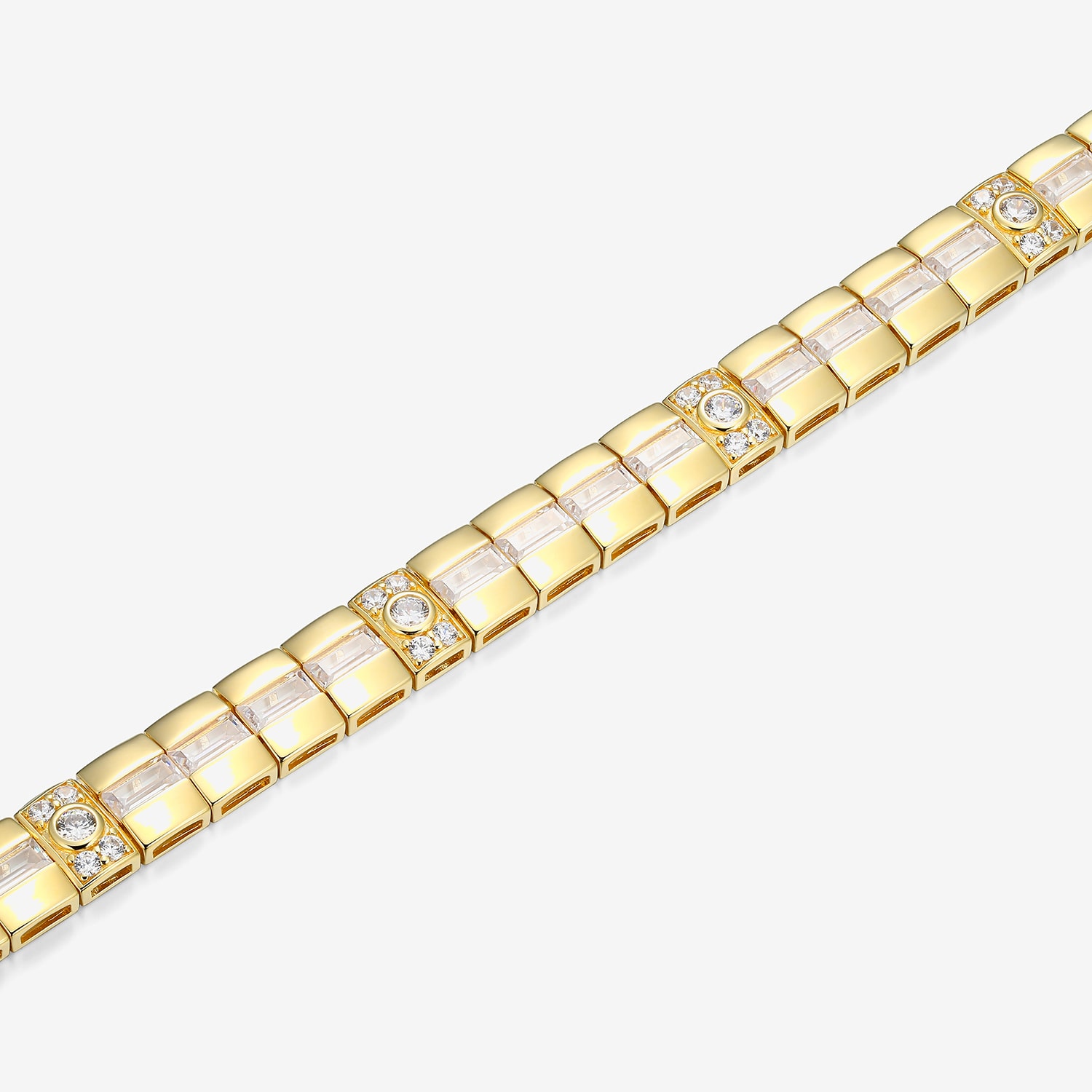 Mens 18K Gold Over Silver Solid Round 8 1/2 Inch Link Bracelet