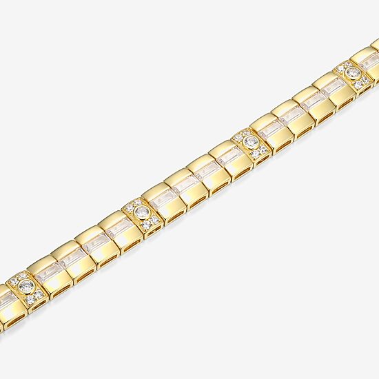 Mens 18K Gold Over Silver Solid Round 8 1/2 Inch Link Bracelet