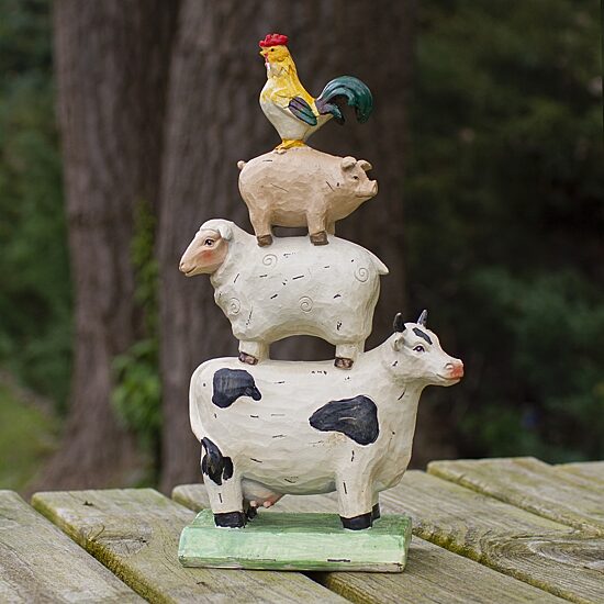 Northlight 11.5in Stacked Farm Animals Yard Art
