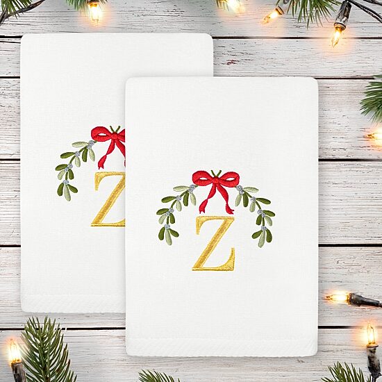Linum Home Textiles Mistletoe Monogram 2-pc. Hand Towel