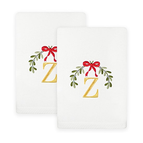 Linum Home Textiles Mistletoe Monogram 2-pc. Hand Towel