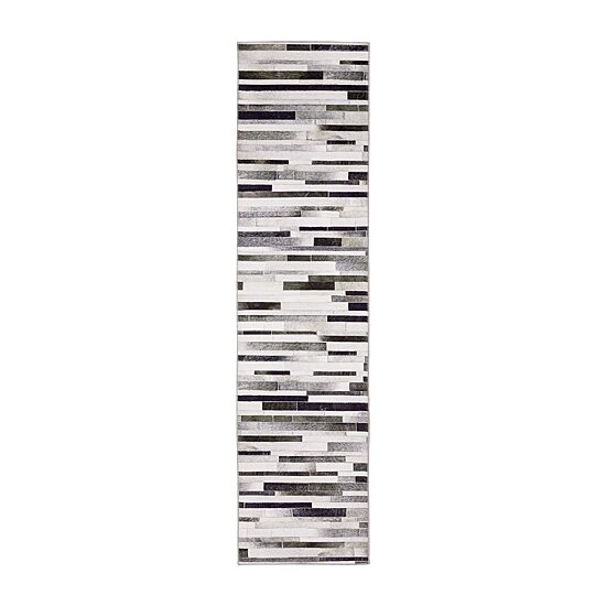 Covington Home Marcel Faux Hide Geo Stripes 24"X96" Indoor Rectangular Runner