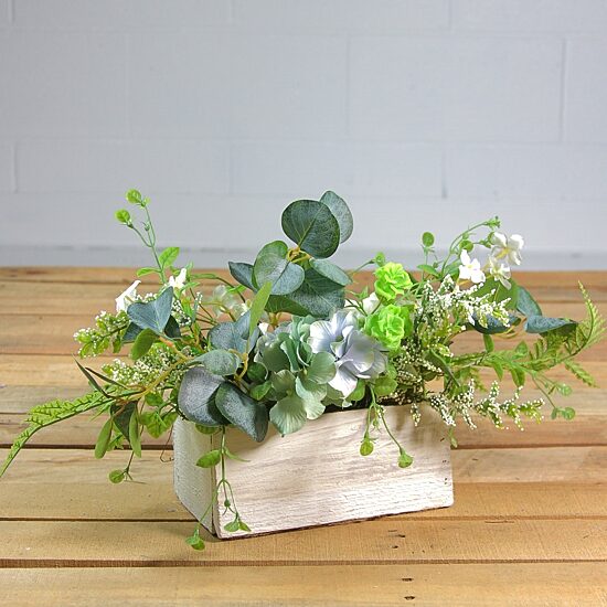 Northlight 14in Blue And White Hydrangea And Rose Floral Arrangement