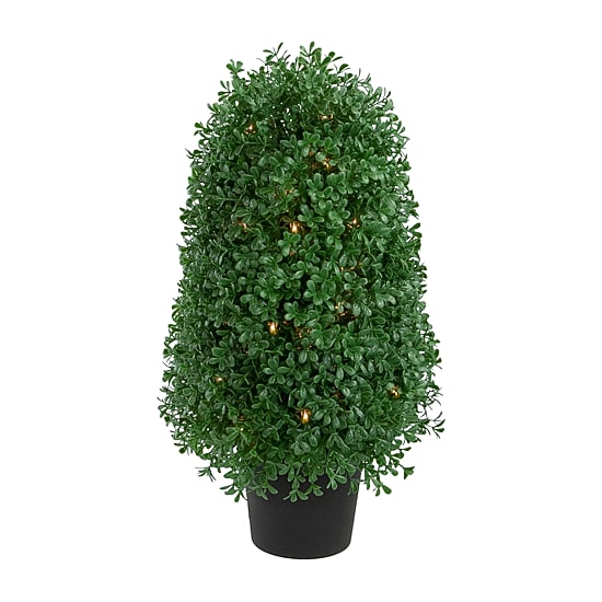Northlight 18in Pre-Lit Boxwood With Round Pot Artificial Plant