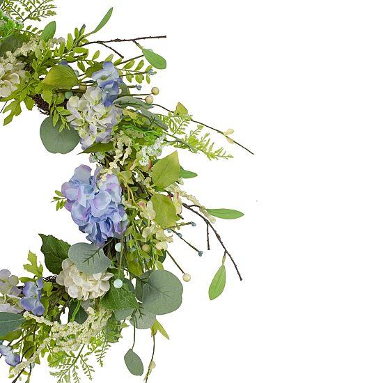 Northlight 26in Eucalyptus And Hydrangea Fern Blue And Green Wreath