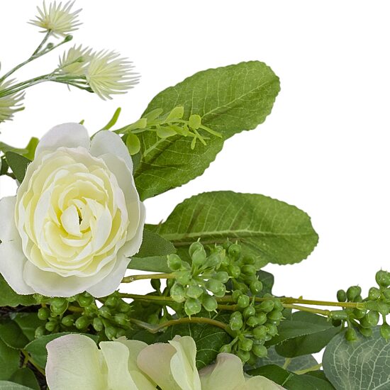 Northlight 23in Hydrangea And Ranunculus Eucalyptus Green And Cream Wreath