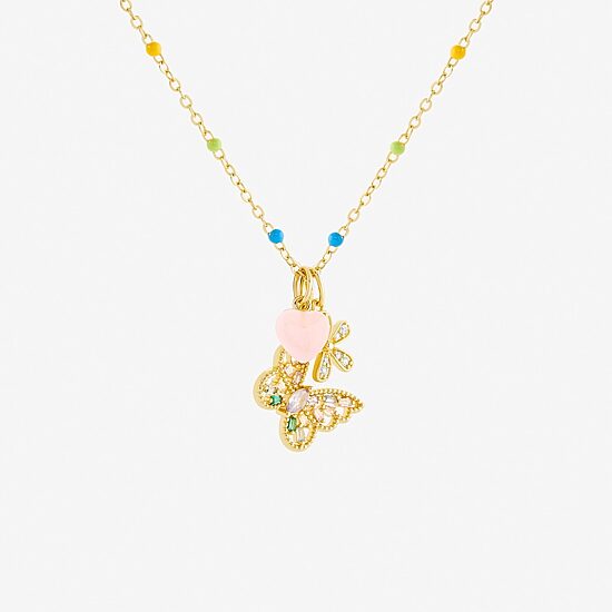 Sparkle Allure Womens Multi Color Cubic Zirconia 14K Gold Over Brass Butterfly 18 Inch Pendant Necklace